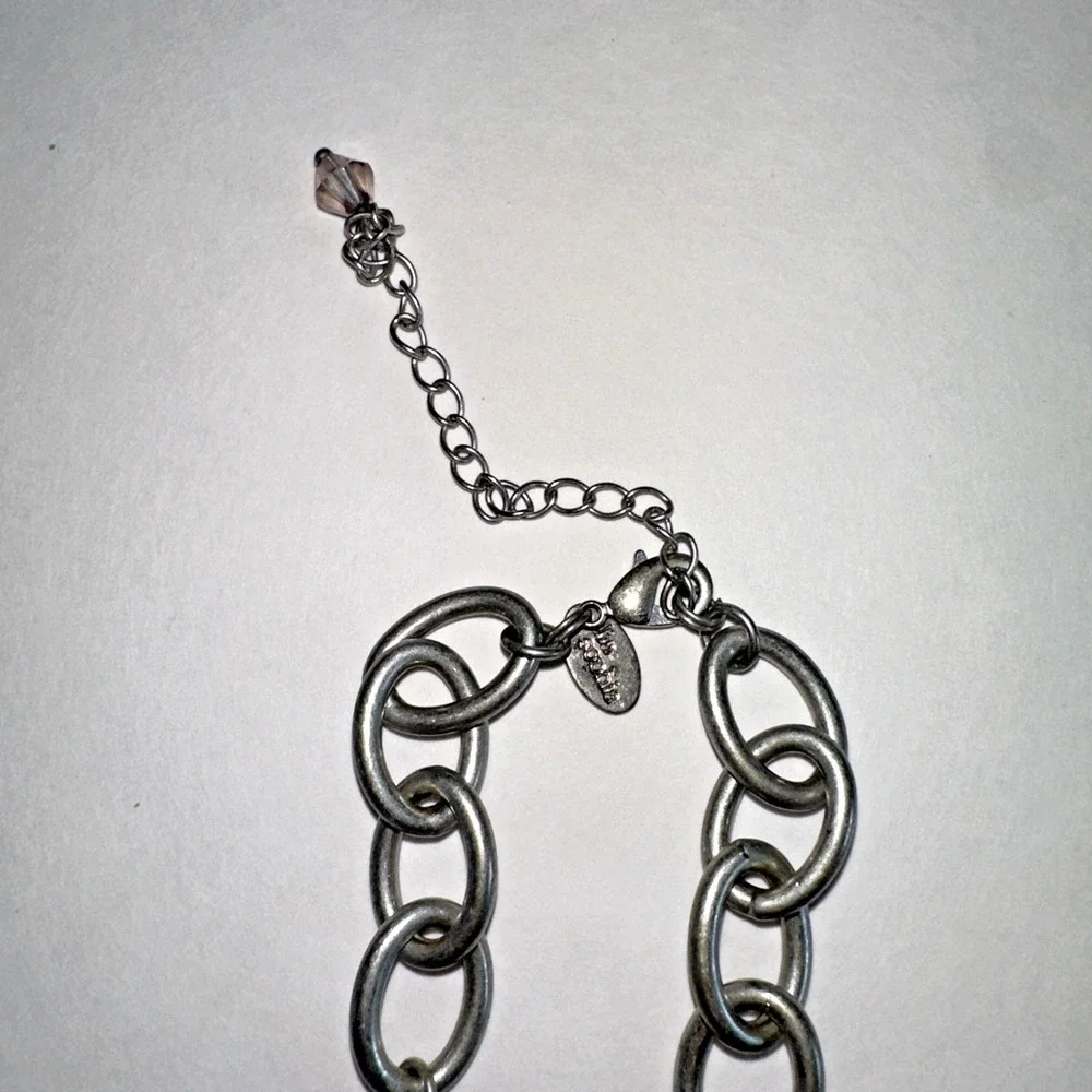Lia Sophia Pendant Necklace Womens OS Silver Crystal Filigree Excellent Beaded